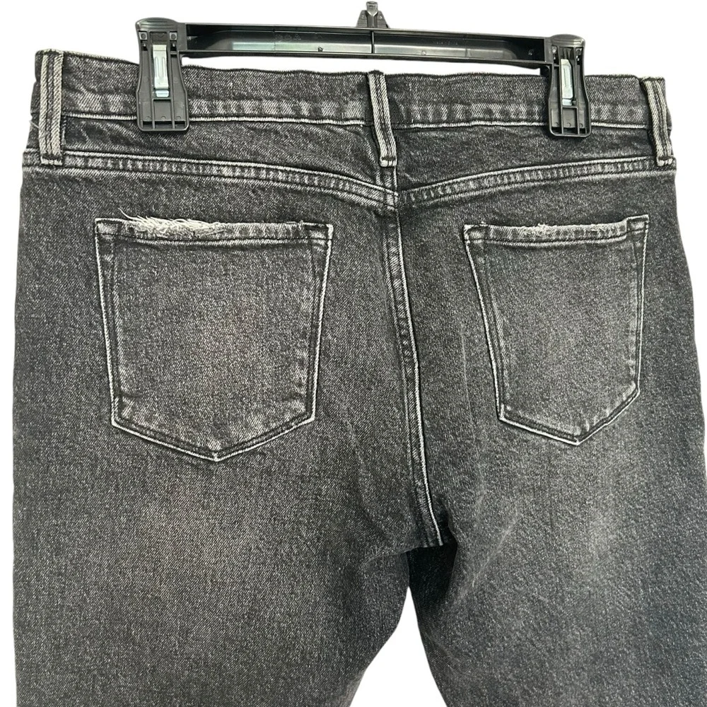 FRAME Le Garçon Cropped Jeans Sz 8 Black Distressed - Picture 6 of 10